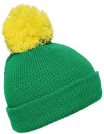 Myrtle beach Strickmütze mit Krempe und Bommel, Azur/Yellow One Size, MB7967 – Fern Green/Yellow