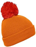 Myrtle beach Strickmütze mit Krempe und Bommel, Azur/Yellow One Size, MB7967 – Orange/Rust