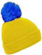 Myrtle beach Strickmütze mit Krempe und Bommel, Azur/Yellow One Size, MB7967 – Yellow/Azur