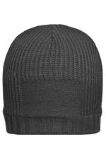 Myrtle beach Ripp-Design Strickmütze mit Fleeceband, Black One Size, MB7994 – Bild 3
