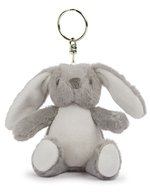 Mumbles Grau-gestreifter Hasen-Schlüsselring aus Polyester – Grey