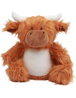 Zippie Highland Cow Plüschtier mit Reißverschluss – Brown