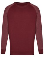 Miners mate Crew Neck Sweatshirt Baumwollmix für Herren – Burgundy/Heather Burgundy