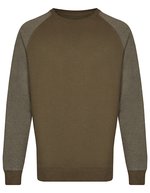 Miners mate Crew Neck Sweatshirt Baumwollmix für Herren, Black/Heather Black S, MY510 – Olive/Heather Olive