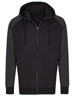 Miners mate Men's Zip Hoody mit Reißverschlusstaschen – Black/Heather Black