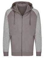 Miners mate Men's Zip Hoody mit Reißverschlusstaschen – Grey Solid/Heather Grey