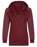 Miners mate Zip-Hoody aus Baumwolle mit Reißverschluss für Damen – Burgundy/Heather Burgundy