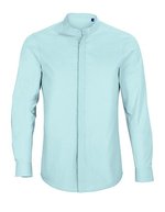 NEOBLU Langarmhemd mit Mandarinkragen und Bio-Baumwolle, Beige S, NB3792 – Soft Blue