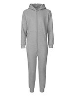 Neutral Bio-Baumwoll Jumpsuit mit Kapuze, Black XS, NE73331 – Sport Grey