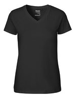 Neutral V-Ausschnitt T-Shirt aus Bio-Baumwolle für Damen – Black