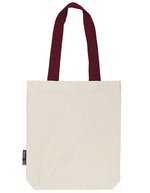 Neutral Twill-Tasche mit kontrastierenden Griffen – Nature/Bordeaux