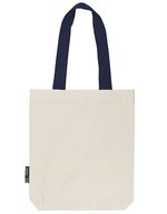 Neutral Twill-Tasche mit kontrastierenden Griffen – Nature/Navy