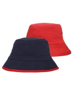 Neutral Wendbarer Bucket Hat aus Bio-Baumwolle, Navy/Sapphire M/L, NE93061 – Marine/Rouge
