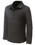 Nath Langarm-Poloshirt aus Mikro-Piqué Baumwolle – Black