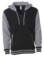 Independent Heavyweight Varsity Zip Hood mit Fleecefutter – Black/Gunmetal Heather