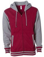 Independent Heavyweight Varsity Zip Hood mit Fleecefutter – Cardinal/Gunmetal Heather