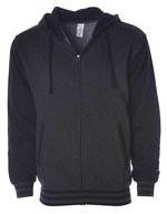 Independent Heavyweight Varsity Zip Hood mit Fleecefutter – Charcoal Heather/Black