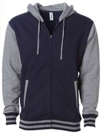 Independent Heavyweight Varsity Zip Hood mit Fleecefutter – Classic Navy/Gunmetal Heather
