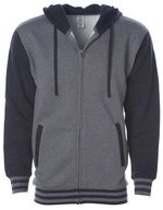 Independent Heavyweight Varsity Zip Hood mit Fleecefutter – Gunmetal Heather/Charcoal Heather
