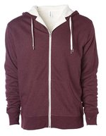 Independent Sherpa-gefütterte Kapuzenjacke mit Daumenlöchern – Burgundy Heather/Natural