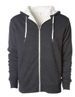 Independent Sherpa-gefütterte Kapuzenjacke mit Daumenlöchern – Charcoal Heather/Natural