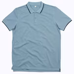 Polo mit Kontraststreifen aus Bio-Baumwolle – Light Denim/Navy