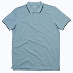 Polo mit Kontraststreifen aus Bio-Baumwolle – Light Denim/Navy