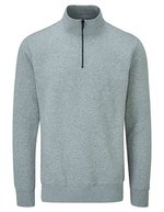Mantis Quarter Zip Sweat aus Bio-Baumwolle, Black S, P197 – Heather Grey Melange