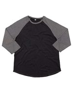Mantis Bio-Baumwolle Baseball T-Shirt 3/4-Ärmel, Black/Charcoal Grey Melange XS, P88 – Bild 1