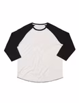 Mantis Bio-Baumwolle Baseball T-Shirt 3/4-Ärmel, Washed White/Warm Red XXL, P88 – Bild 3