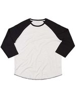 Mantis Bio-Baumwolle Baseball T-Shirt 3/4-Ärmel, Black/Charcoal Grey Melange XS, P88 – Pure White/Black