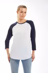 Mantis Bio-Baumwolle Baseball T-Shirt 3/4-Ärmel, Washed White/Warm Red XXL, P88 – Heather Grey Melange/Swiss Navy