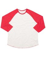 Mantis Bio-Baumwolle Baseball T-Shirt 3/4-Ärmel, Black/Charcoal Grey Melange XS, P88 – Washed White/Warm Red