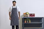 Premier Workwear Striped Bib Apron made of Cotton – Black (ca. Pantone Black C)/White