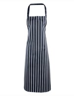 Premier Workwear Gestreifte Bib-Schürze aus Baumwolle – Navy (ca. Pantone 2378C)/White