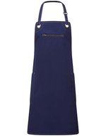 Premier Workwear 'Barley' Contrast Stitch Sustainable Bib Apron (PW121) – Navy (ca. Pantone 533C)/Camel (ca. Pantone 2318C)