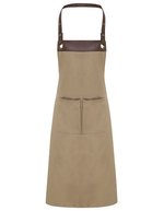 Premier Workwear Espresso Bib Apron (PW123) – Khaki (ca. Pantone 7503C)/Brown (ca. Pantone 4975C)
