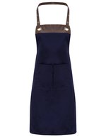 Premier Workwear Espresso Bib Apron (PW123) – Navy (ca. Pantone 533C)/Brown (ca. Pantone 4975C)