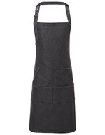 Premier Workwear Jeans Latzschürze mit Taschen und Nieten – Black Denim (ca. Pantone 433C)