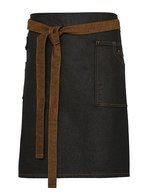 Denim Schürze im Waxed-Look mit Tasche – Black (ca. Pantone Black C)/Tan Denim (ca. Pantone 146C)
