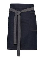 Denim Schürze im Waxed-Look mit Tasche – Indigo Denim (ca. Pantone 2767C)