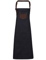 Wachsende Denim-Schürze mit Kunstlederbändern – Indigo Denim (ca. Pantone 2767C)