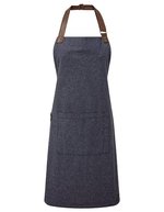 Premier Workwear Annex Oxford Schürze mit Kunstlederband, Black (ca. Pantone Black C) 72 x 86 cm, PW144 – Blu navy (ca. Pantone 2380C)