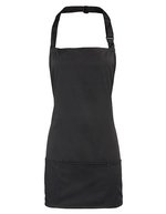 Premier Workwear 2-in-1 Latz- und Hüftschürze Baumwolle, Black (ca. Pantone Black C) 60 x 62 cm, PW159 – Bild 2