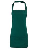 Premier Workwear 2-in-1 Latz- und Hüftschürze Baumwolle, Black (ca. Pantone Black C) 60 x 62 cm, PW159 – Bottle Green (ca. Pantone 7736C)