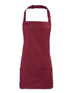 Premier Workwear 2-in-1 Latz- und Hüftschürze Baumwolle, Black (ca. Pantone Black C) 60 x 62 cm, PW159 – Burgundy (ca. Pantone 209C)