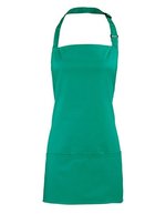 Premier Workwear 2-in-1 Latz- und Hüftschürze Baumwolle, Black (ca. Pantone Black C) 60 x 62 cm, PW159 – Emerald (ca. Pantone 7728C)