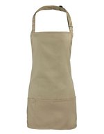 Premier Workwear 2-in-1 Latz- und Hüftschürze Baumwolle, Black (ca. Pantone Black C) 60 x 62 cm, PW159 – Khaki (ca. Pantone 7536C)