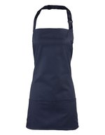 Premier Workwear 2-in-1 Latz- und Hüftschürze Baumwolle, Black (ca. Pantone Black C) 60 x 62 cm, PW159 – Navy (ca. Pantone 533C)