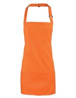 Premier Workwear 2-in-1 Latz- und Hüftschürze Baumwolle, Black (ca. Pantone Black C) 60 x 62 cm, PW159 – Orange (ca. Pantone 172C)